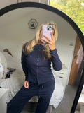 Navy Button Up Trouser Set