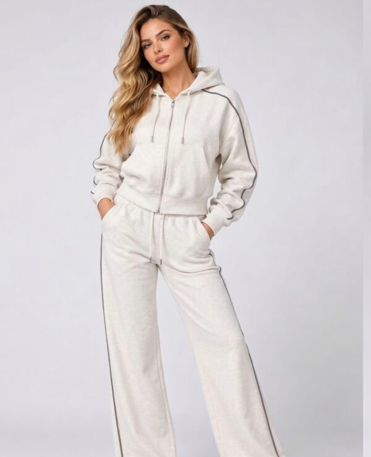 Oatmeal Zip Up Hooded Tracksuit