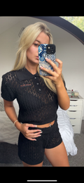 Black Crotchet Miu Set