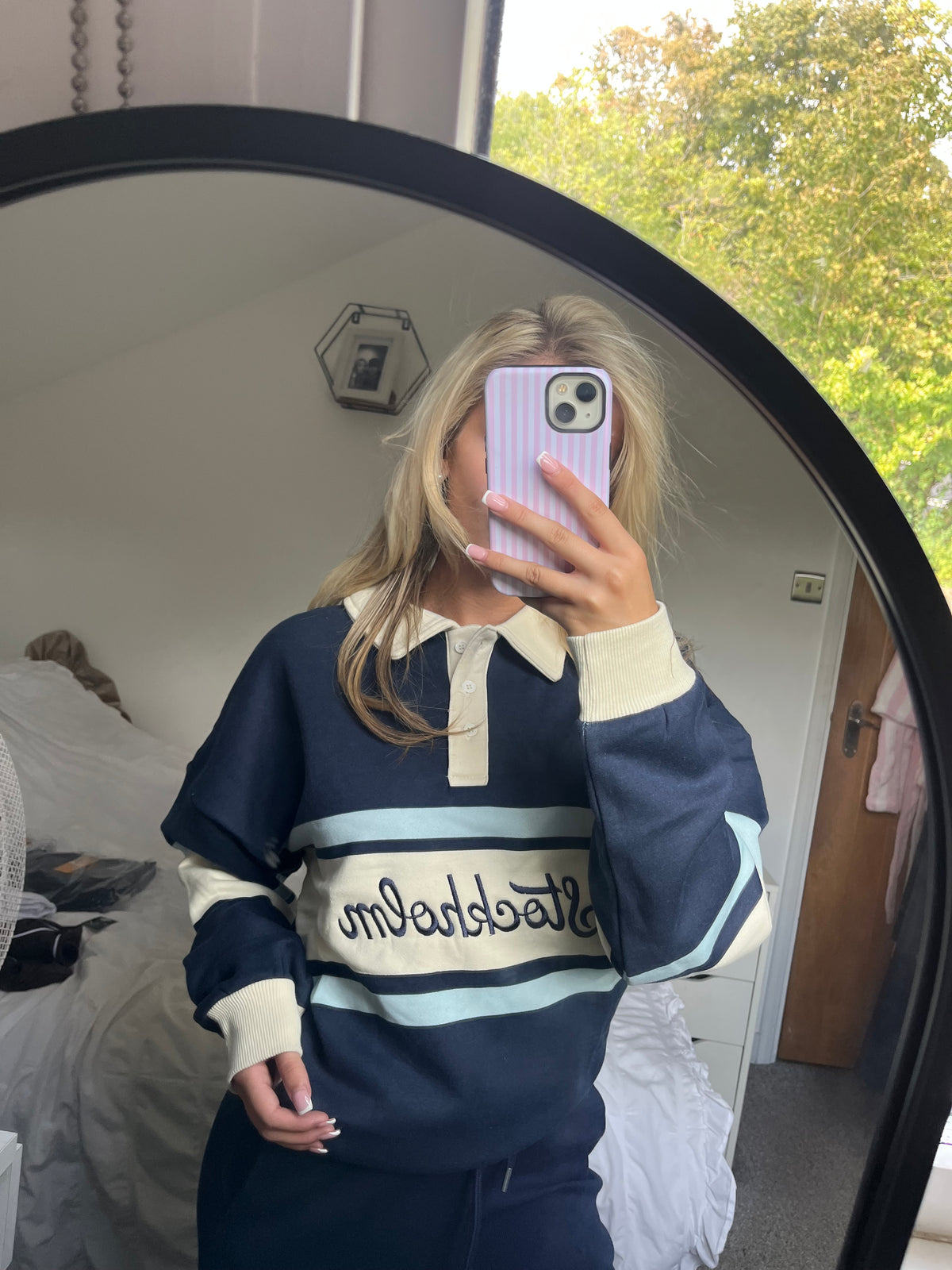 StockHolm Navy Cream Striped Jumper