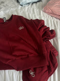 Burgandy Hello Jumper Short Set