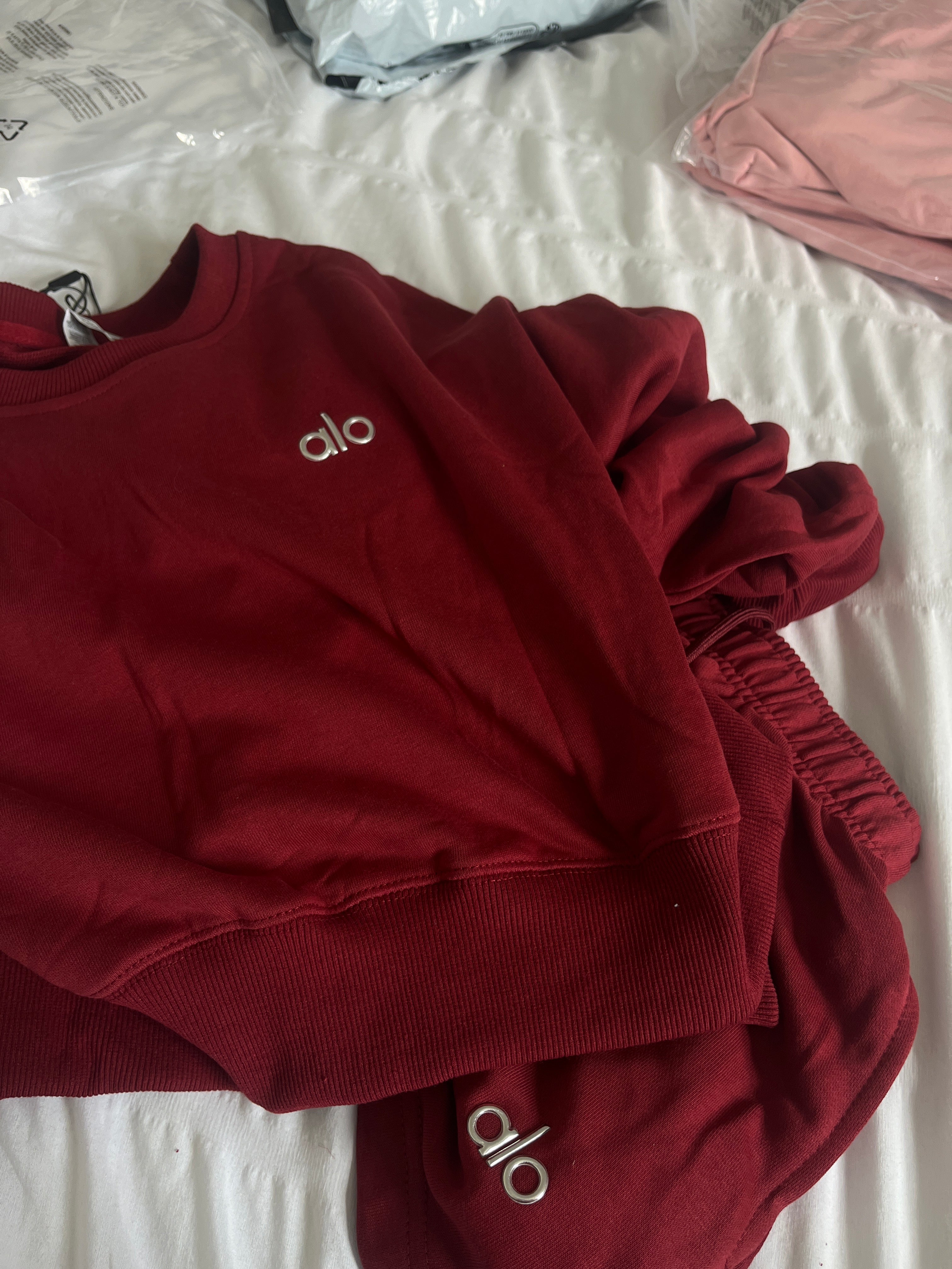 Burgandy Hello Jumper Short Set