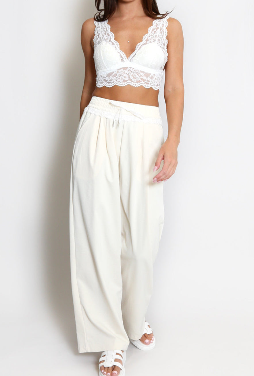 Lace Joggers (White)